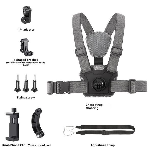 Chest Mount For Dual-camera Action Camera Setup Front And Rear