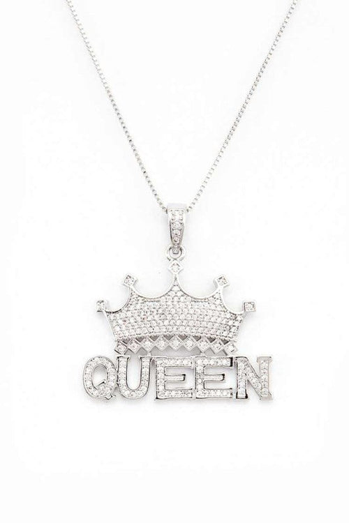 QUEEN Crown CZ Pendant Necklace