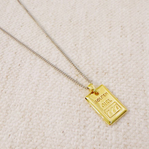 Golden Girl Gold Bar Two Tone Necklace