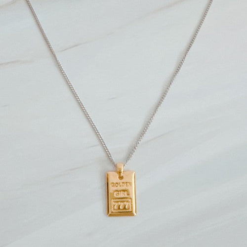 Golden Girl Gold Bar Two Tone Necklace