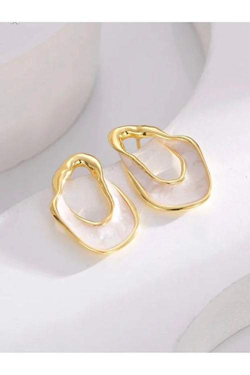 Asymmetric Plaid Enamel Gold Tone Women Modern Stylish Jewelry