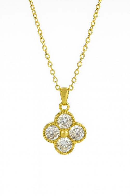 Stainless Steel Crystal Clover Necklace for Women